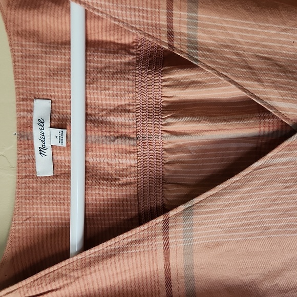 Madewell Morning view Top Size M Orange Plaid Button down - Picture 4 of 6